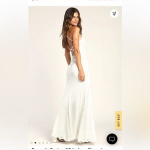Lulu’s Romantic Fantasy White Lace Sleeveless Lace-Up Maxi Dress